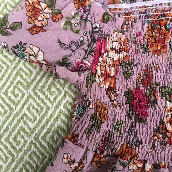 Pink Floral Shirred Peplum Blouse - Picture 2 of 4